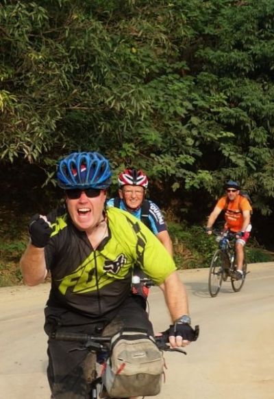 Paul Goulding Cycling on the  tour with redspokes